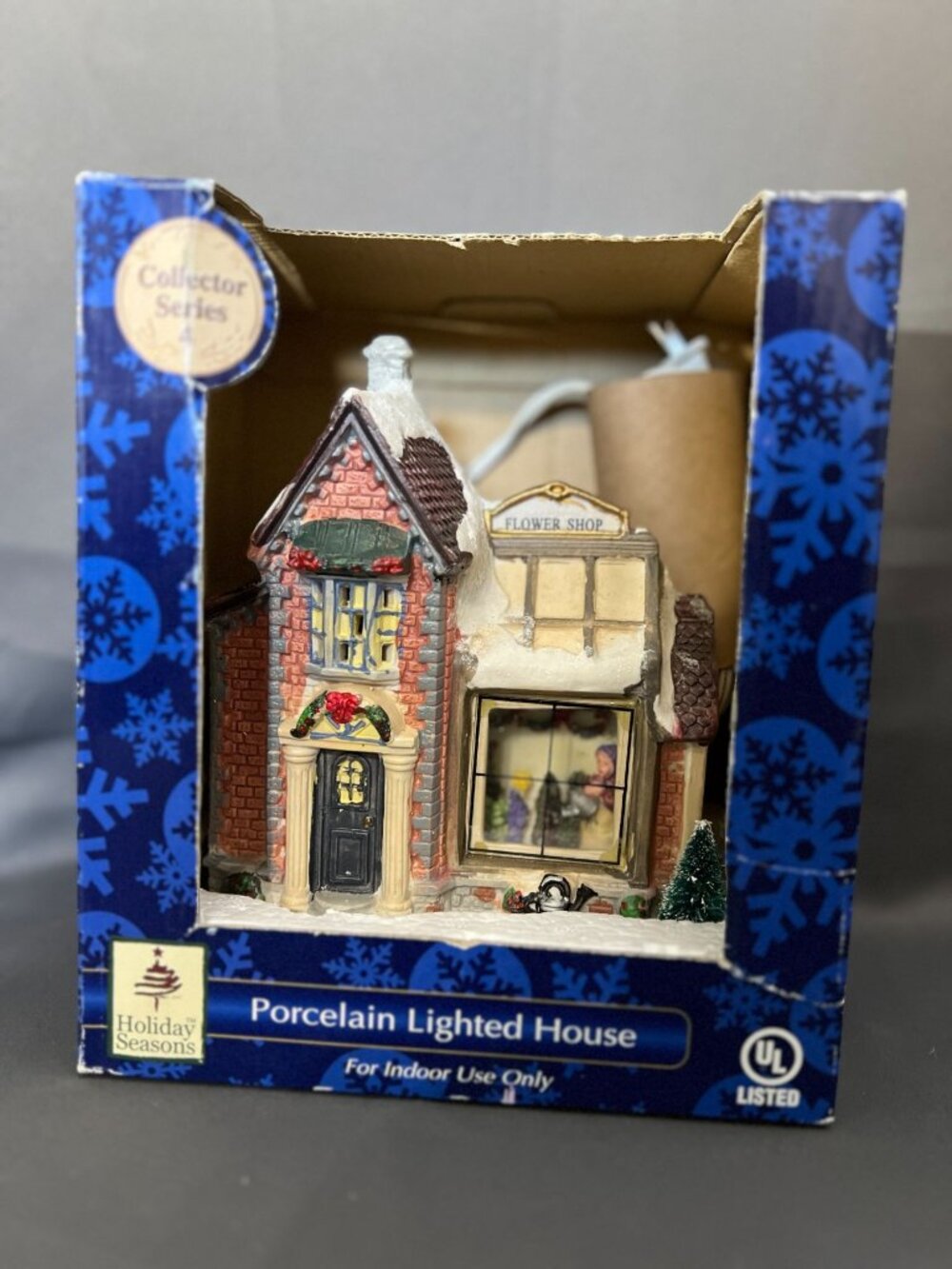 Holiday Seasons Porcelain Lighted Flower Shop House Collector Series